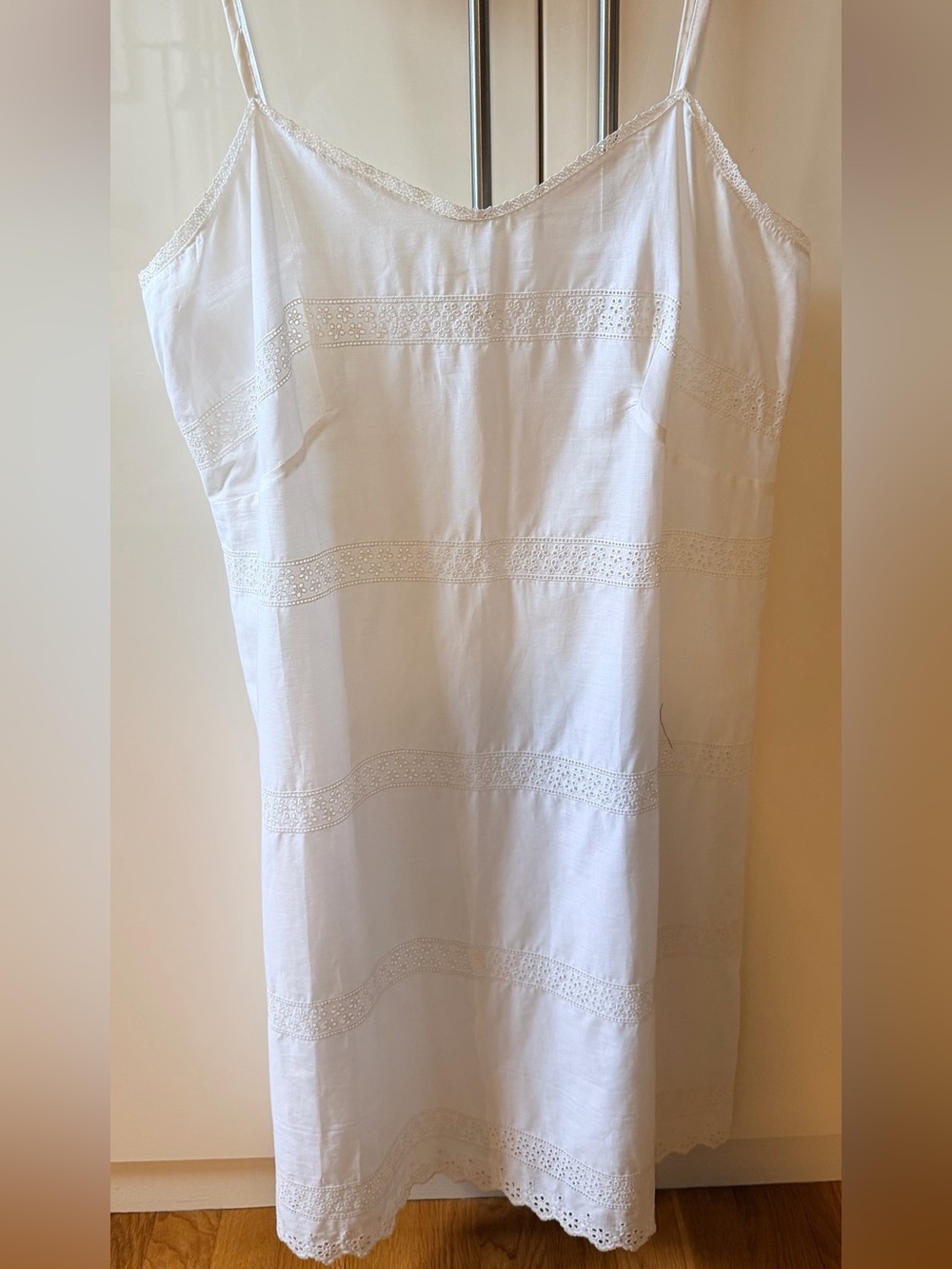 Rue Blanche Belgium White Cotton Lace Slip Dress XL Romantic European Boutique